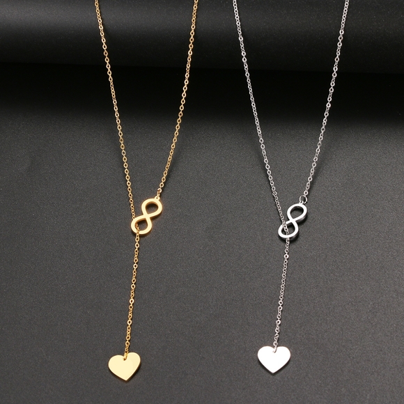 Elegant Stainless Steel Eternity Heart Shape Necklace - Picture 2 of 3